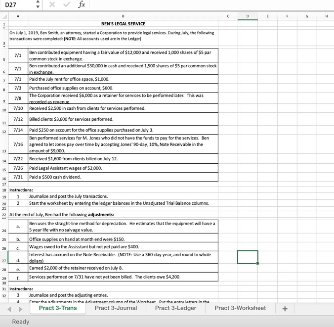 Looking for adjusting entries. D27 x C D E F H