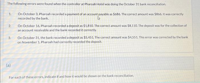  The following errors were found when the controller at Pharoah Hotel