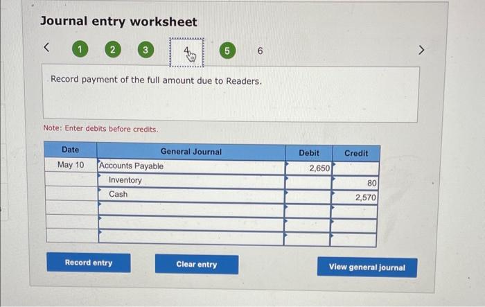 for freight costs of $160 on books purchased from Readers. May 5