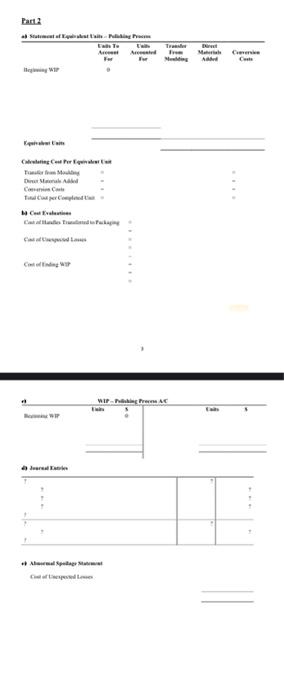 PART 2 (25 marks) All Things Brass produces brass handles for the