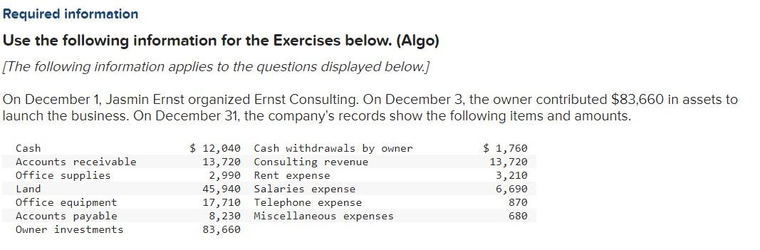 How to prepare a balance sheet using this information? Required information