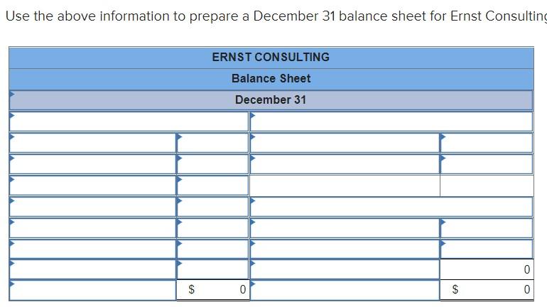 Ernst Consulting. On December 3, the owner contributed $83,660 in assets to