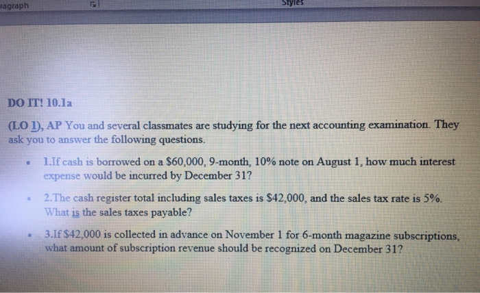  Styles ragraph DO IT! 10.1a (LO 1), AP You and several