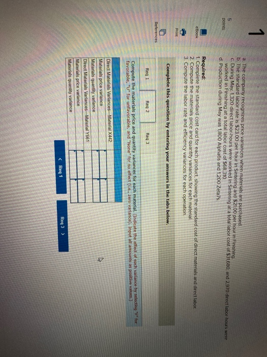 and Finishing. Each of the products uses two raw materials-X442 and Y661.