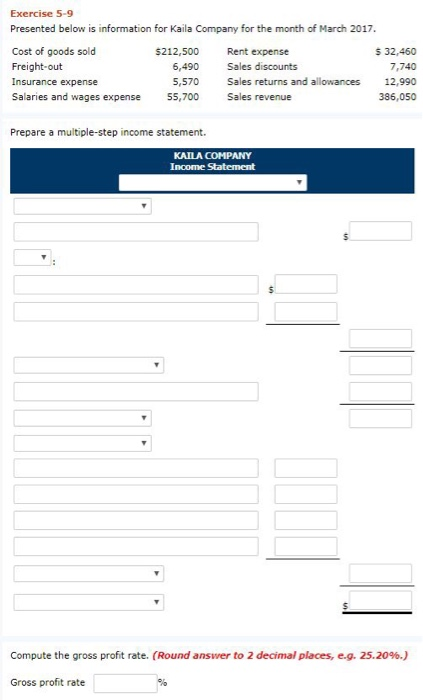 Exercise 5-9. Last one of the assignment. Exercise 5-9 Presented below is