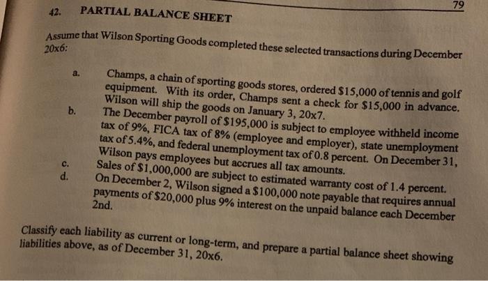 please write the answer with input and output 42. 79 PARTIAL BALANCE