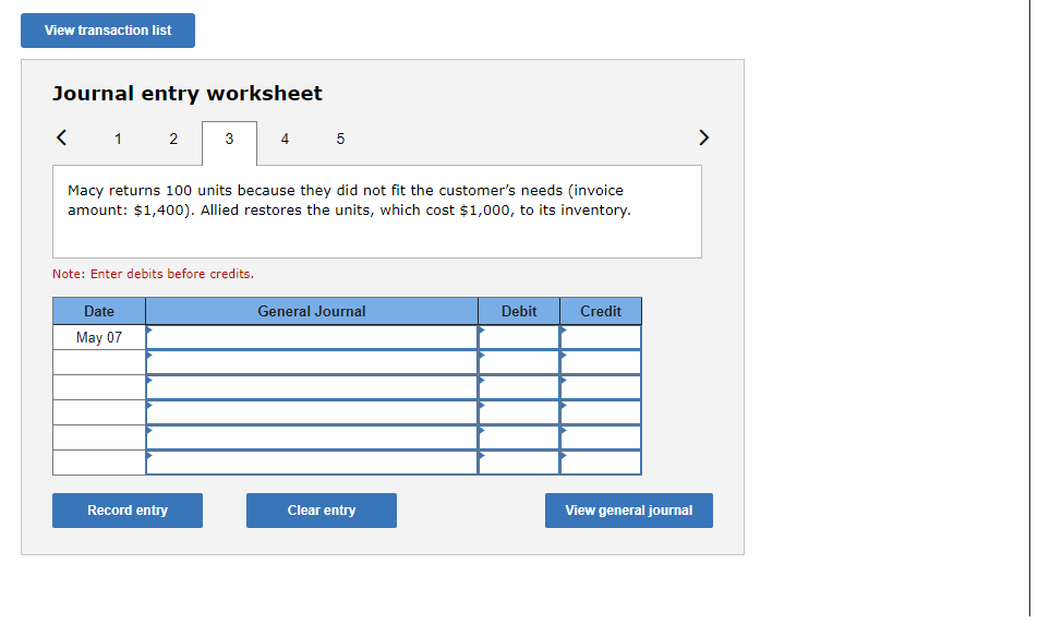 May 1. Macy Company is a major customer (buyer) of Allied (seller)