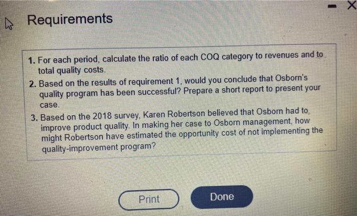 your answers to the nearent whale percertage Tolal quality costs as a