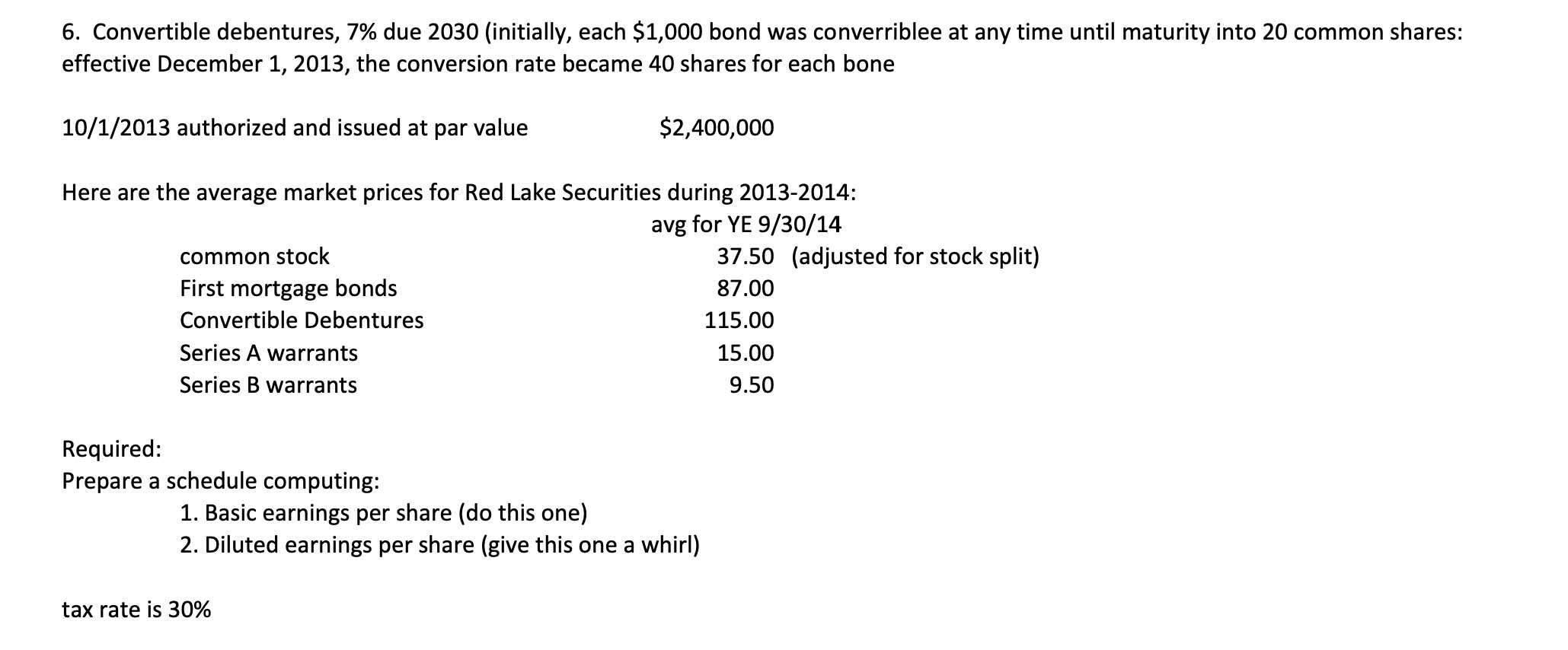 basic earnings per share, and diluted earnings per share for presentation in
