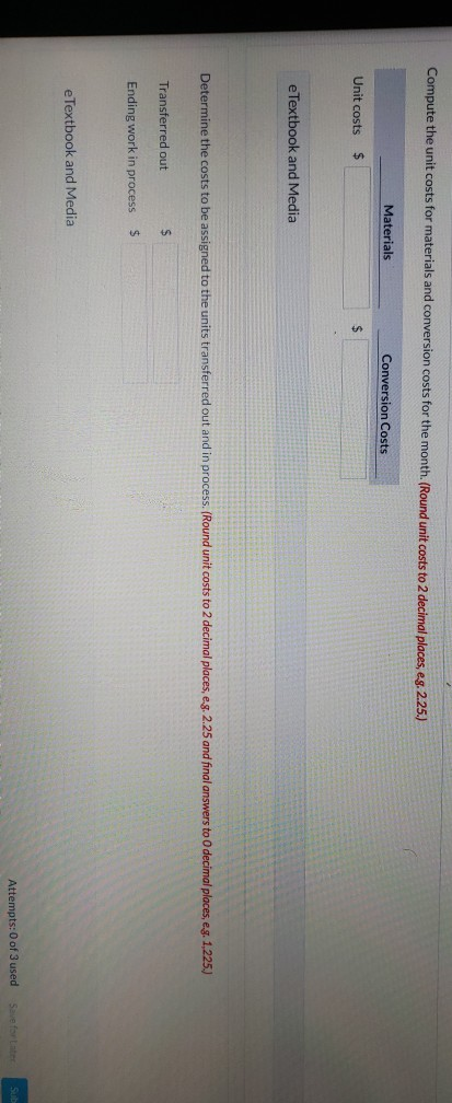 Department of Major Company has the following production and manufacturing cost data