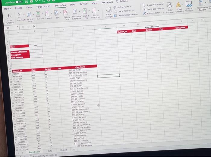 calculations that will help hotel employees manage the 10 fitness class enrollments.