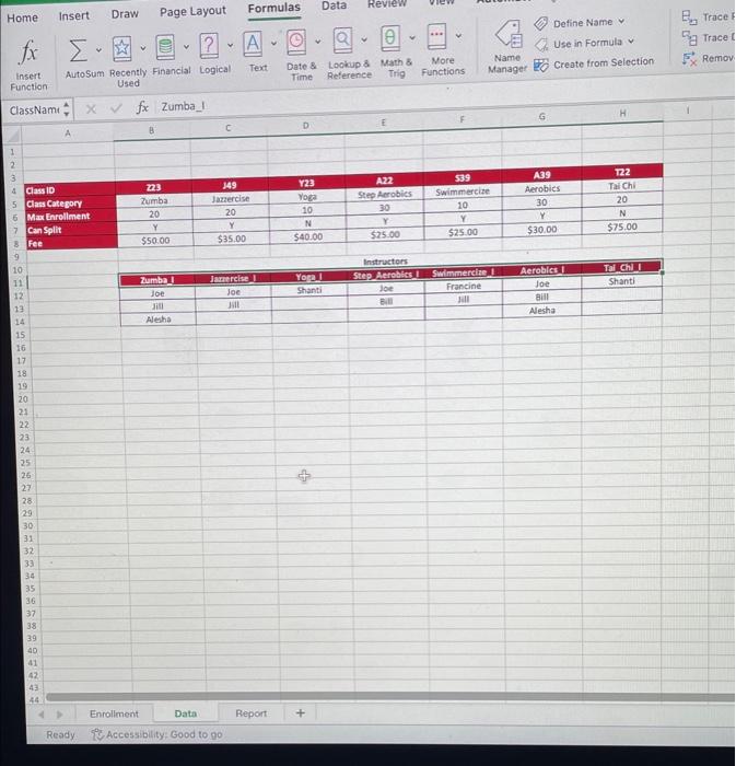 The user will put an x " in range E4:E10, indicating which