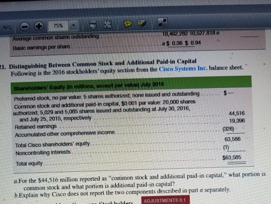 Average common shares outstanding. Basic earnings per share. 10,462 282 10,527