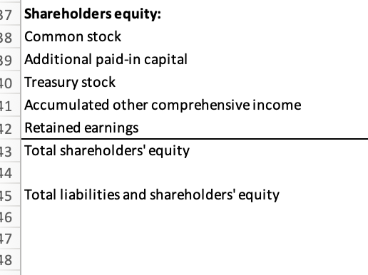 row on the balance sheet and income statement. 4 Current assets: 5