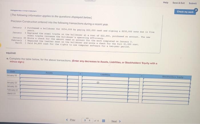  Help Save & Exit Submit Check my work The following information