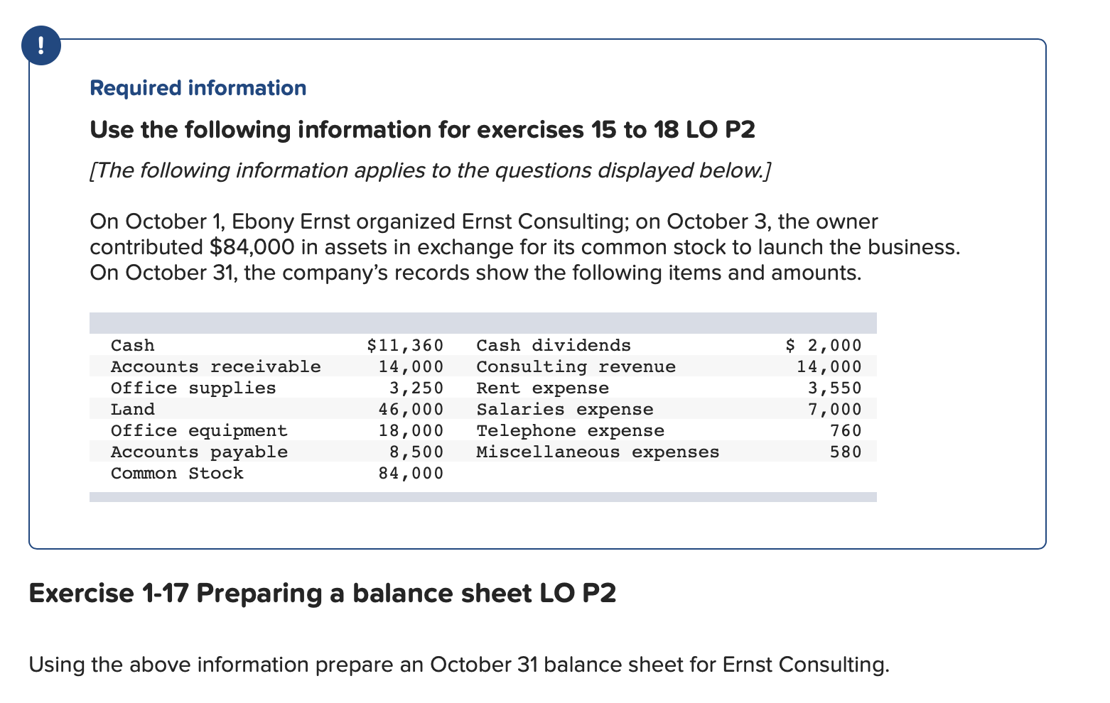 IT SAYS IM MISSING SOMETHING, HELP Required information Use the following information