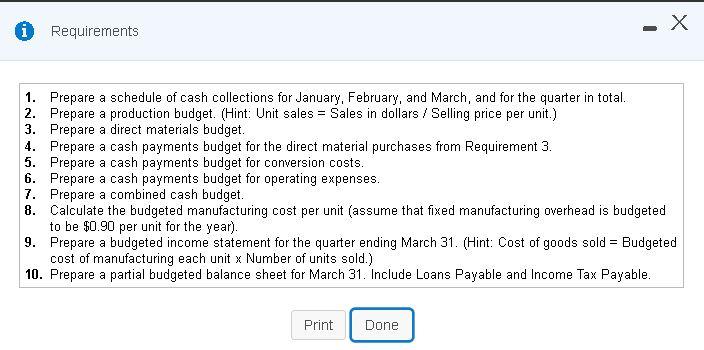 to view additional data.) Requirements Requirement 1. Prepare a schedule of cash