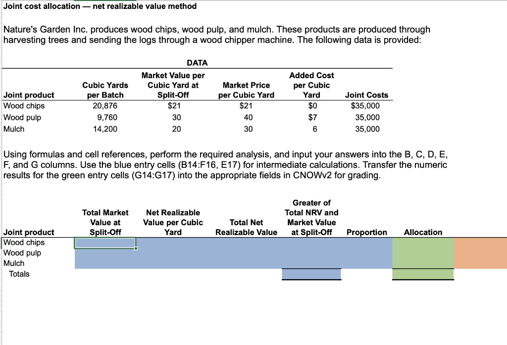  Joint cost allocation - net realizable value method Nature's Garden Inc.