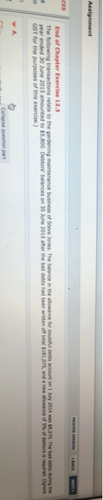  Assignment PRINTER VERSI0 BACK NEXT CES End of Chapter Exercise 12.3