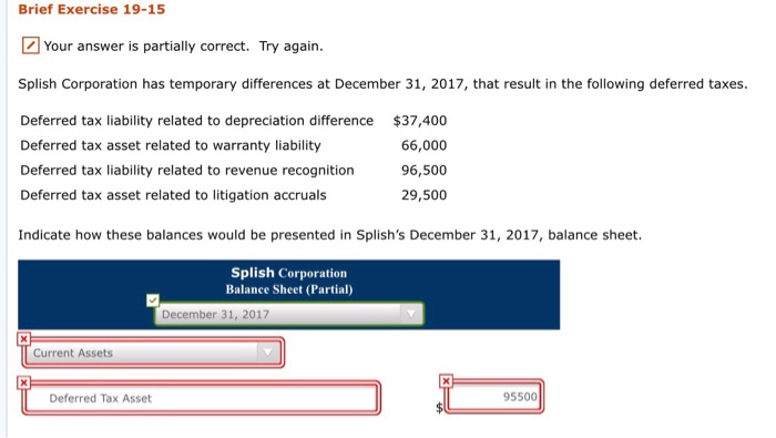  Brief Exercise 19-15 ur answer is partially correct. Try again. Splish