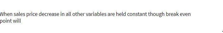  When sales price decrease in all other variables are held constant