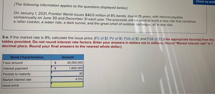 please help with the issue price Check my work [The following information