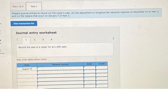 entries to record (a) the copler's sale; (b) the adjustment to recognize
