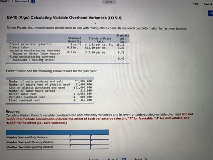 help please GRADED Homework Help Save & CI E9-10 (Algo) Calculating Variable