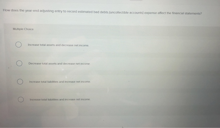  How does the year-end adjusting entry to record estimated bad debts