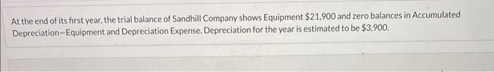 in Accumulated Depreciation-Equipment and Depreciation Expense. Depreciation for the year is estimated