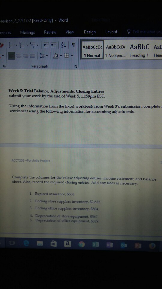 This is all the information that was given to me. ACCT205 Portfolio