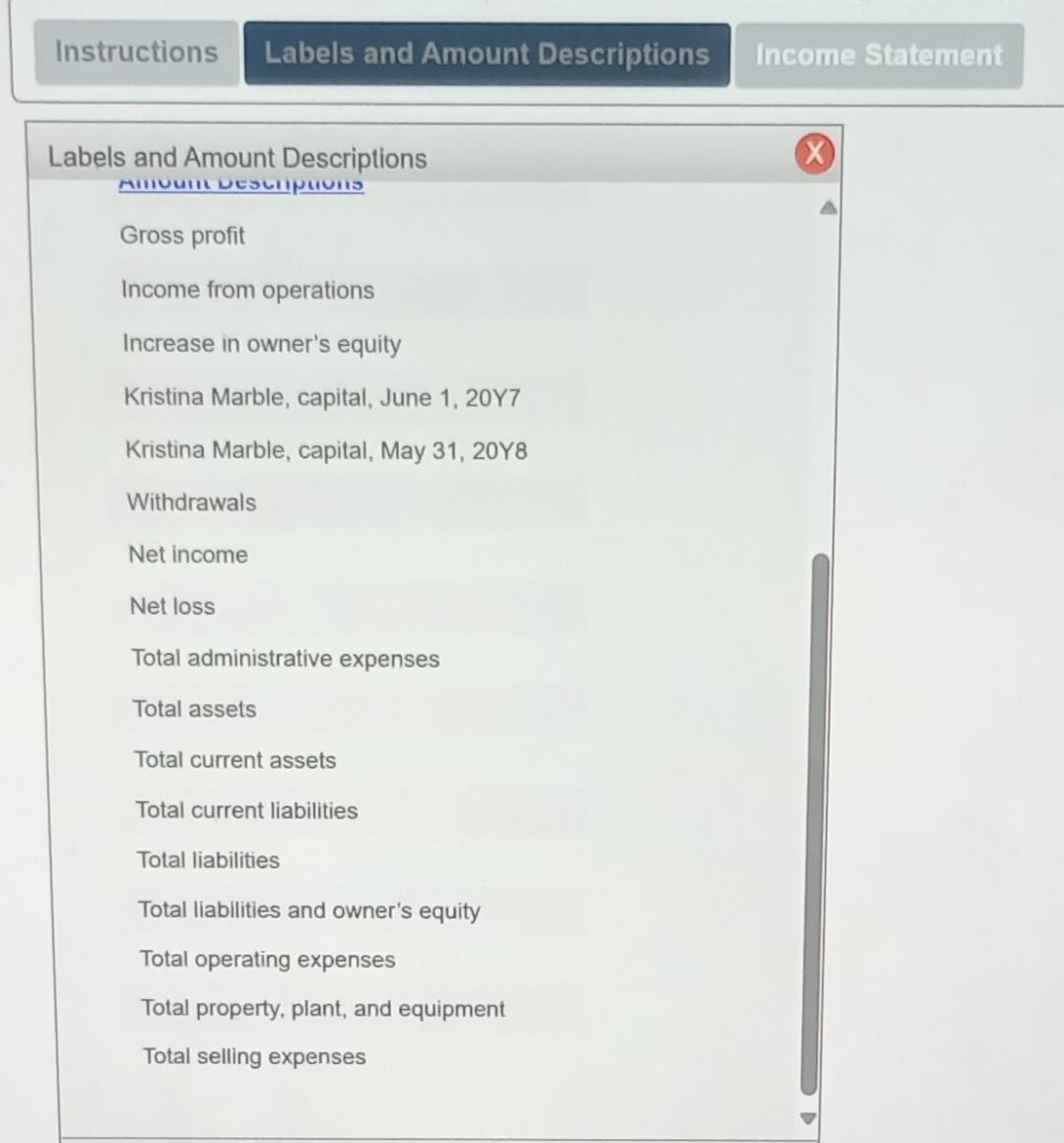 the Property, Plant \& Equipment accounts in the order shown on the