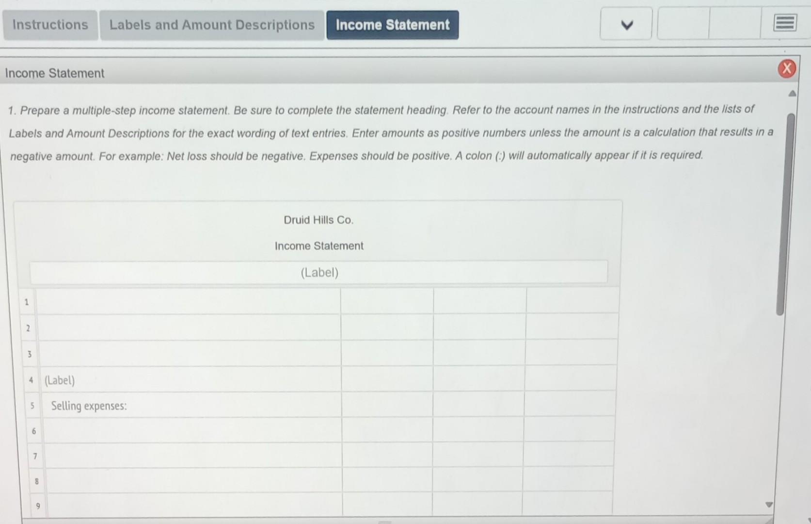 Instructions page. You will not need to enter colons (:) or the