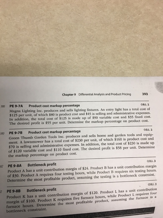  2 Chapter 9 Differential Analysis and Product Pricing 393 380 PE