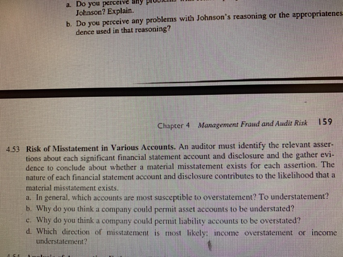  a. Do you perceive &ny pluu Johnson? Explain. b. Do you