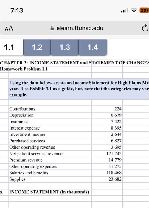 1.4 \\ \hline \end{tabular} CHAPTER 3: INCOME STATEMENT and STATEMENT OF CHANGES