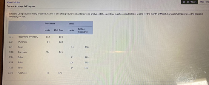  01:05:36 Hide Time View Policies Current Attempt in Progress Sarasota Company