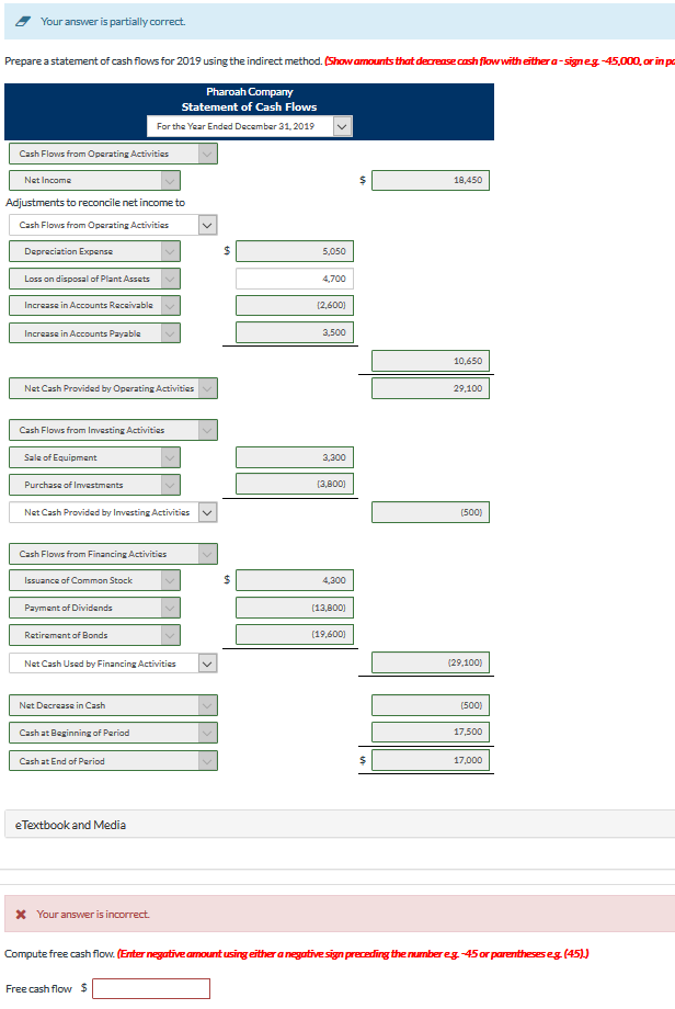 How do you compute free cash flow amount $ at the