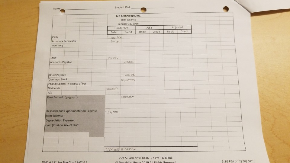 on the trial balance and I dont know how to do the