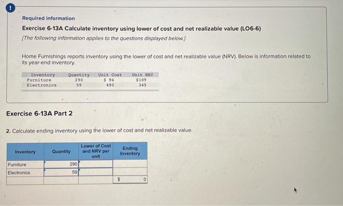 using lower of cost and net realizable value (L06-6) [The following information