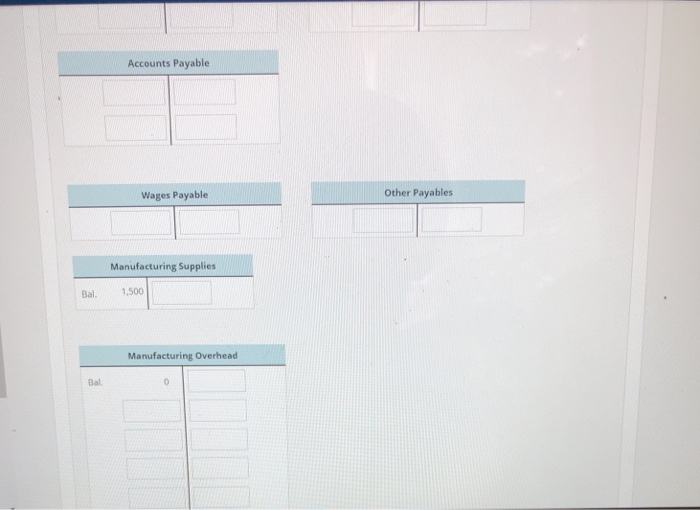 inventory were as follows: Raw Materials $16,000 Manufacturing Supplies1,500 Work-in-Process Manufacturing Overhead