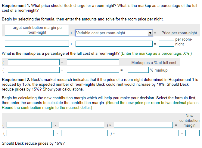 the same price. Beck estimates the following operating costs for next year: