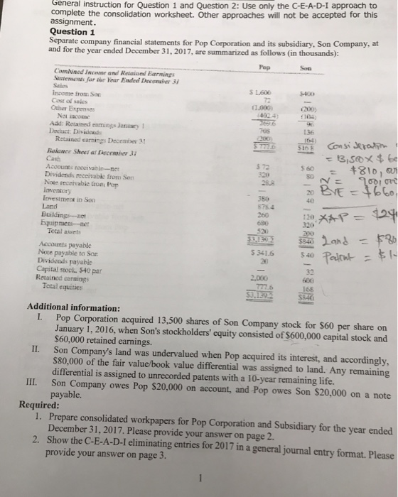  General instruction for Question 1 and Question 2: Use only the