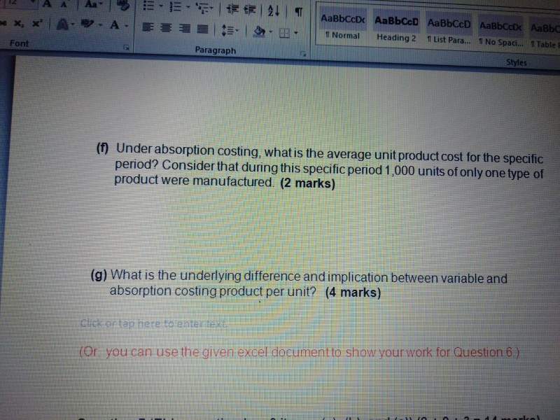 Para... 1 No Space Table Pa.. Heading 1 Paragraph Styles Question 6