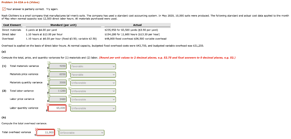  Problem 24-03A a-b (Video) Your answer is partially correct. Try again.