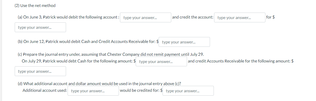 Company sold merchandise to Chester Company having a sale price of $5,200