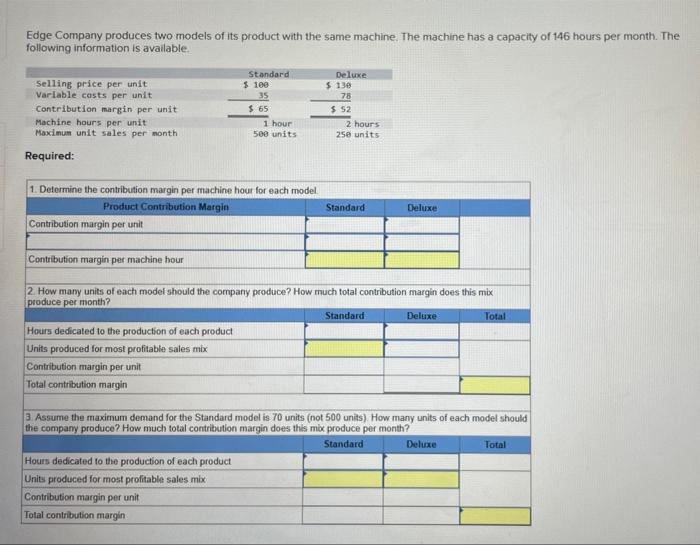 produces two models of its product with the same machine. The machine