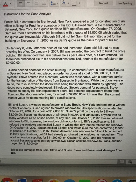  Please read the case and answer the question. I just want