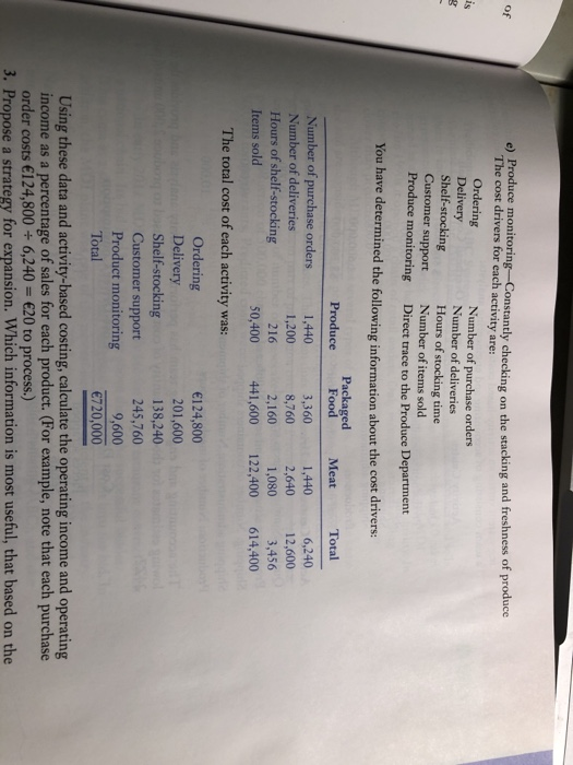 to Wa CTIVITY-BASED COSTING AND PRODUCT LINE PRO "Percor is a grocery