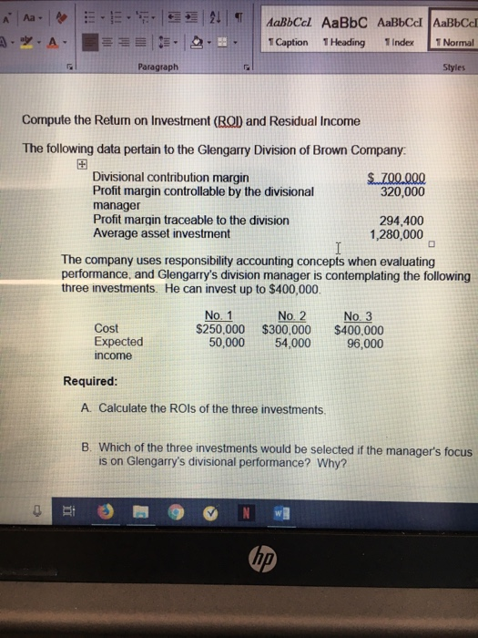  T Caption 1 Heading 1 Index TNormal Paragraph Styles Compute the